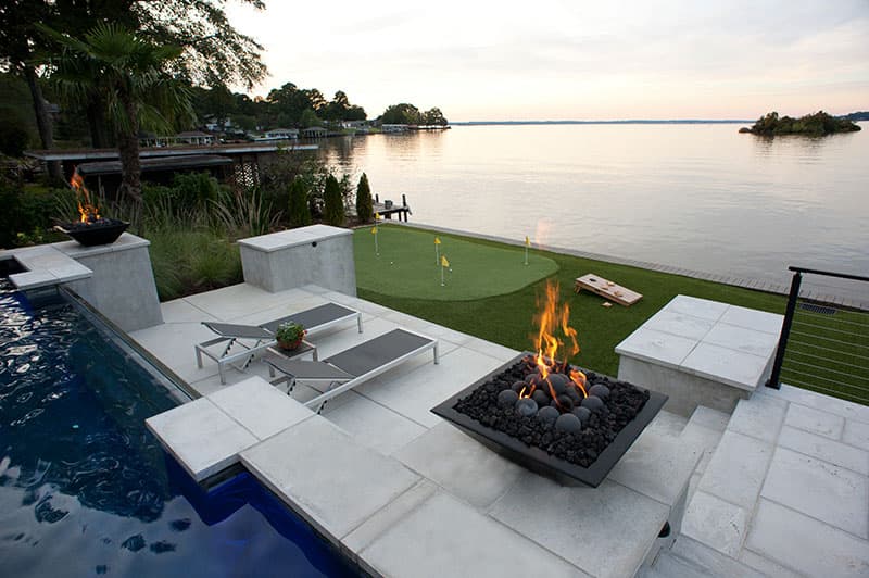 Pool with spa and landscaping